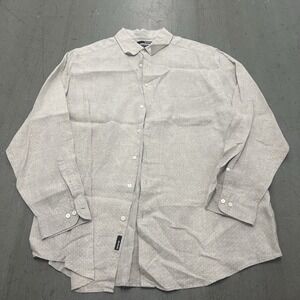 Murano Baird McNutt Linen Shirt Mens Large Button Slim Fit Long Sleeve Geometric